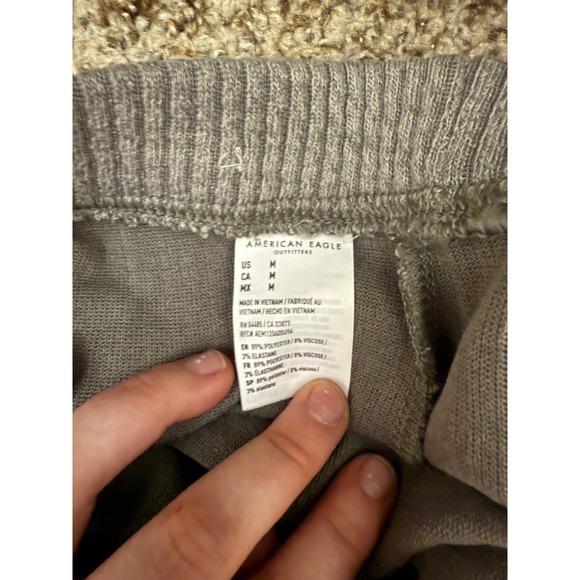 American Eagle Flare Ribbed Knit Lounge Pants Womens Medium Gray Casual Comfort - Picture 5 of 5
